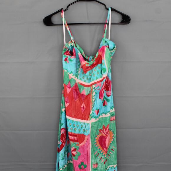 Paper Heart Dress Womens Small Tarot Hearts Maxi Strappy Boho Summer Colorful - Picture 2 of 10